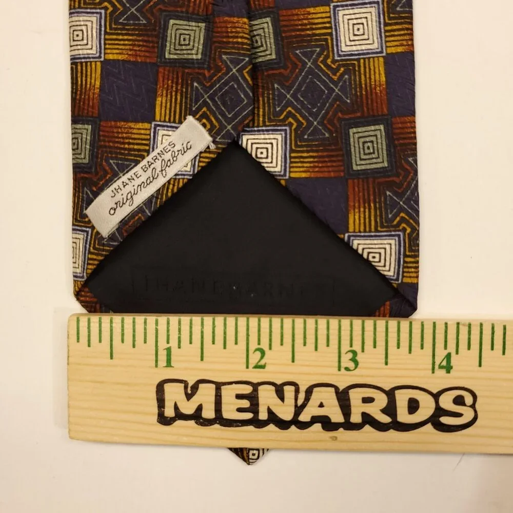 JHANE BARNES 100% Silk Necktie Japan Designer Geometric Made in Japan Jacquard